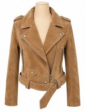 🍁 BLANKNYC Genuine Leather Suede Moto Jacket Brown Belted Women's M